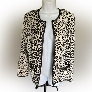 Chico’s Faux Fur Animal Print Jacket Sweater